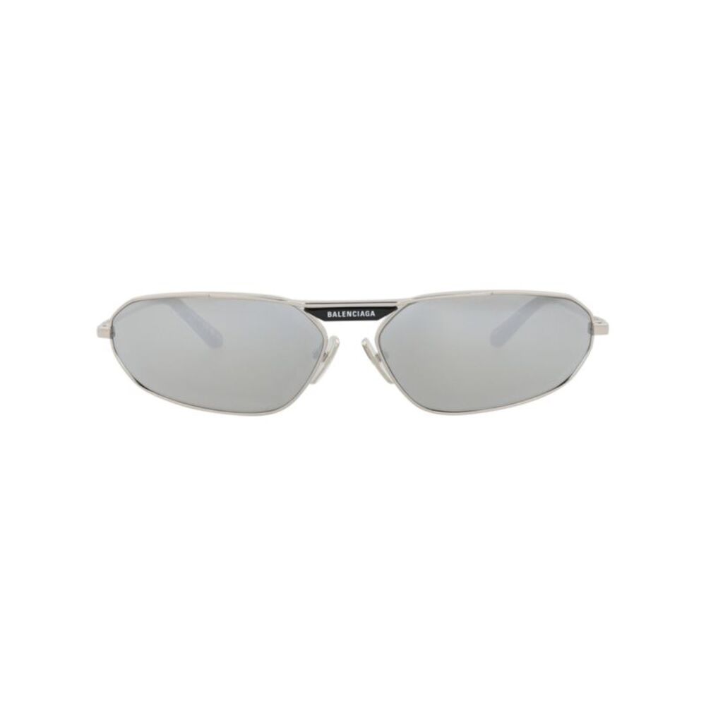 Balenciaga Shield-Frame Metal Sunglasses Silver Mens